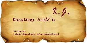 Kazatsay Jolán névjegykártya